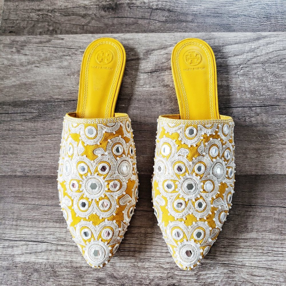 Tory Burch Shoes Elora Slide India Gold Mirrored